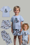 Grey Printed Short Sleeve Matching Family Pajamas