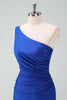 Load image into Gallery viewer, Royal Blue One Shoulder Bodycon Ruched Short Graduation Dress