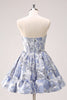 Load image into Gallery viewer, Blue Corset A Line Sweetheart Graduation Dress