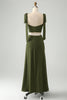 Load image into Gallery viewer, Olive A Line Spaghetti Straps Floor Length Cut Out Bridesmaid Dress with Slit