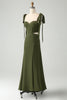 Load image into Gallery viewer, Olive A Line Spaghetti Straps Floor Length Wedding Guest Dress with Slit