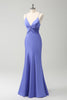 Load image into Gallery viewer, Purple Mermaid Spaghetti Straps Hollow Out Twist Front Bridesmaid Dress