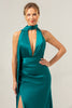 Load image into Gallery viewer, Peacock Sheath V-Neck Backless Long Bridesmaid Dress with Slit