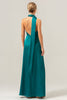 Load image into Gallery viewer, Peacock Sheath Halter Backless Bridesmaid Dress with Slit