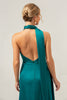 Load image into Gallery viewer, Peacock Sheath V-Neck Backless Long Bridesmaid Dress with Slit