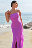 Load image into Gallery viewer, Tahiti Spaghetti Straps Chiffon Long Bridesmaid Dress with Ruffles