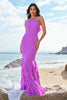 Load image into Gallery viewer, Halter Tahiti Mermaid Chiffon Bridesmaid Dress with Ruffles