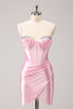 Load image into Gallery viewer, Sparkly Pink Spaghetti Straps Tight Graduation Dress with Beading