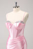 Load image into Gallery viewer, Sparkly Pink Spaghetti Straps Tight Graduation Dress with Beading