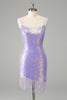 Load image into Gallery viewer, Sparkly Lilac Bodycon Sequins Short Graduation Dress with Tassels