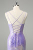 Load image into Gallery viewer, Sparkly Lilac Bodycon Sequins Short Graduation Dress with Tassels