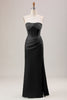 Load image into Gallery viewer, Green Sheath Corset Strapless Long Bridesmaid Dress With Slit