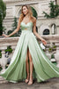 Load image into Gallery viewer, Green A Line Pleated Strapless Keyhole Long Bridesmaid Dress With Slit