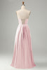 Load image into Gallery viewer, Green A Line Pleated Strapless Keyhole Bridesmaid Dress With Slit