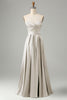 Load image into Gallery viewer, Green A Line Pleated Strapless Keyhole Bridesmaid Dress With Slit