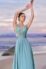 Load image into Gallery viewer, Grey Green A Line V Neck Sequins Chiffon Bridesmaid Dress