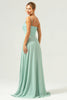 Load image into Gallery viewer, Sparkly Green A-Line One Shoulder Chiffon Long Bridesmaid Dress