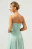 Load image into Gallery viewer, Sparkly Green A-Line One Shoulder Chiffon Long Bridesmaid Dress