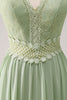 Load image into Gallery viewer, Green Ruffled Floral Bridesmaid Dress with Lace