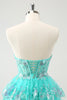 Load image into Gallery viewer, Cute Glitter Green A Line Strapless Sequined Tiered Corset Graduation Dress