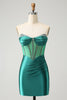 Load image into Gallery viewer, Glitter Dark Green Sweetheart Corset Tight Graduation Dress with Beading