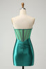 Load image into Gallery viewer, Glitter Dark Green Sweetheart Corset Tight Graduation Dress with Beading