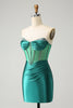 Load image into Gallery viewer, Glitter Dark Green Sweetheart Corset Tight Graduation Dress with Beading