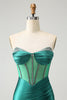 Load image into Gallery viewer, Glitter Dark Green Sweetheart Corset Tight Graduation Dress with Beading