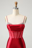 Load image into Gallery viewer, Glitter Dark Red Beaded Corset Satin Short Graduation Dress