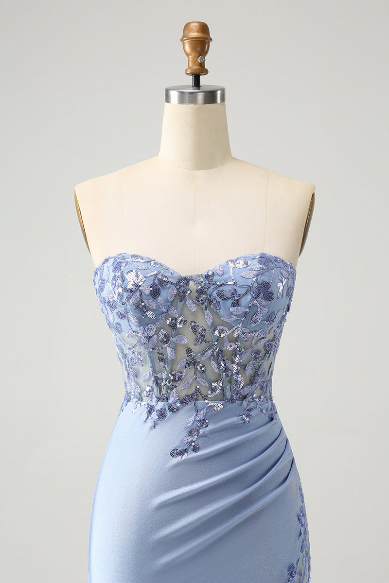 Load image into Gallery viewer, Glitter Lilac Sweetheart Sequined Appliques Corset Tight Graduation Dress