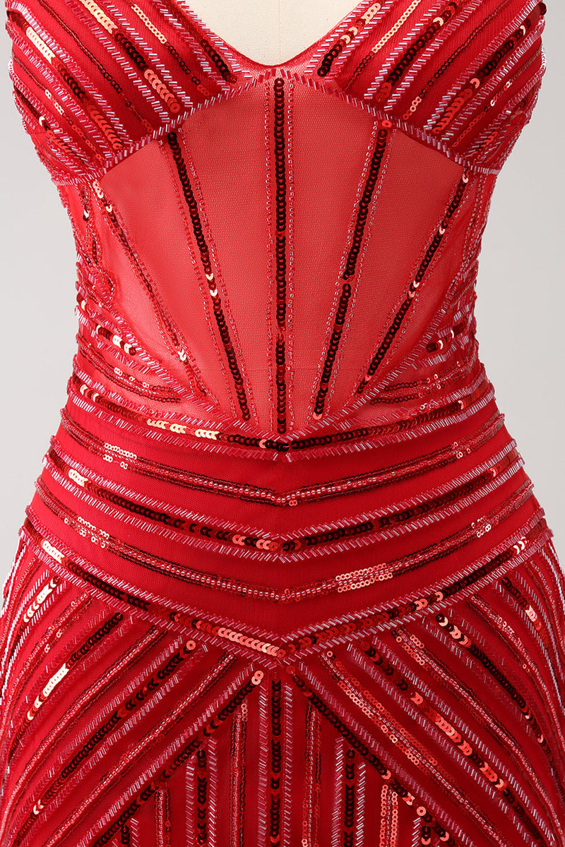 Load image into Gallery viewer, Sparkly Red Spaghetti Straps Sequin Short Tight Graduation Dress