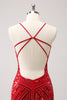 Load image into Gallery viewer, Sparkly Red Spaghetti Straps Sequin Short Tight Graduation Dress