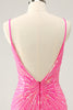 Load image into Gallery viewer, Spaghetti Straps Fuchsia Bodycon Graduation Dress with Sequins