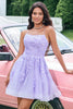 Load image into Gallery viewer, Cute Glitter Lilac A Line Sequins Short Lace Up Back Graduation Dress with Appliques