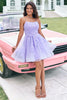 Load image into Gallery viewer, Cute Glitter Lilac A Line Sequins Short Lace Up Back Graduation Dress with Appliques