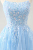 Load image into Gallery viewer, Cute Glitter Blue A Line Sequins Short Graduation Dress with Appliques