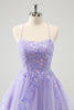 Load image into Gallery viewer, Cute Glitter Blue A Line Sequins Short Graduation Dress with Appliques