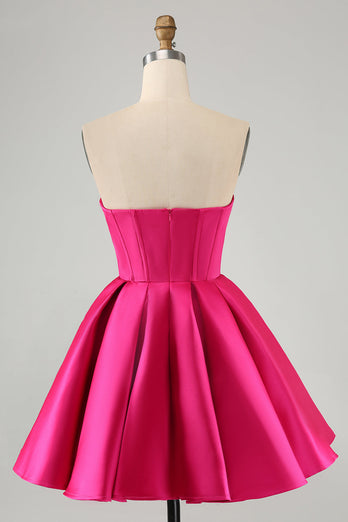 Cute A Line Sweetheart Corset Fuchsia Graduation Dress with Beading