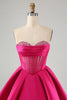 Load image into Gallery viewer, Cute Fuchsia A Line Sweetheart Corset Graduation Dress with Beading