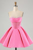 Load image into Gallery viewer, Cute A Line Sweetheart Corset Fuchsia Graduation Dress with Beading