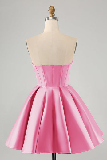 Cute A Line Sweetheart Corset Fuchsia Graduation Dress with Beading