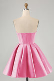 Cute A Line Sweetheart Corset Fuchsia Graduation Dress with Beading