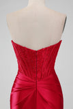 Sparky Red Strapless Bodycon Short Graduation Dress with Lace