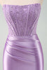 Load image into Gallery viewer, Sparky Purple Strapless Bodycon Short Graduation Dress with Lace