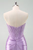 Load image into Gallery viewer, Sparky Purple Strapless Bodycon Short Graduation Dress with Lace