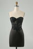 Load image into Gallery viewer, Sparkly Black Bodycon Sweetheart Corset Graduation Dress with Appliques