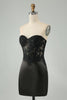 Load image into Gallery viewer, Sparkly Black Bodycon Sweetheart Corset Graduation Dress with Appliques