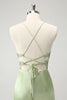 Load image into Gallery viewer, Glitter Green Spaghetti Straps Beaded Appliques Tight Corset Graduation Dress