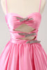 Load image into Gallery viewer, Pink A-Line Spaghetti Straps Pleated Graduation Dress with Keyhole