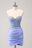 Load image into Gallery viewer, Lilac Strapless Corset Pleated Tight Graduation Dress with Appliques